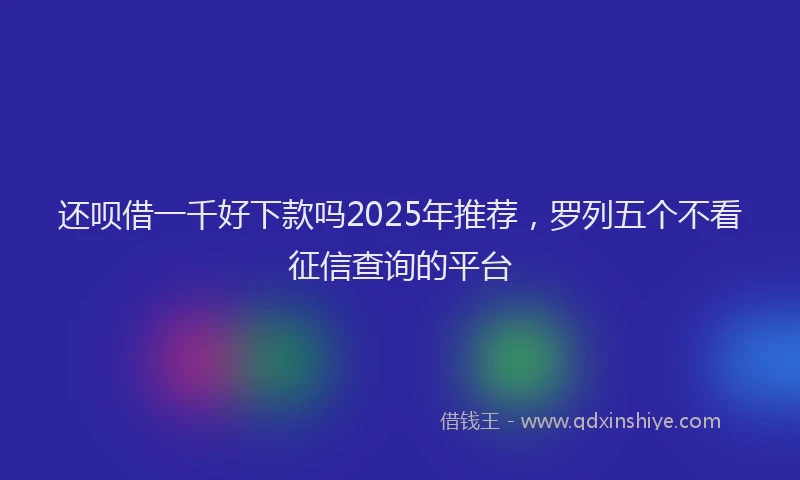 还呗借一千好下款吗2025年推荐，罗列五个不看征信查询的平台