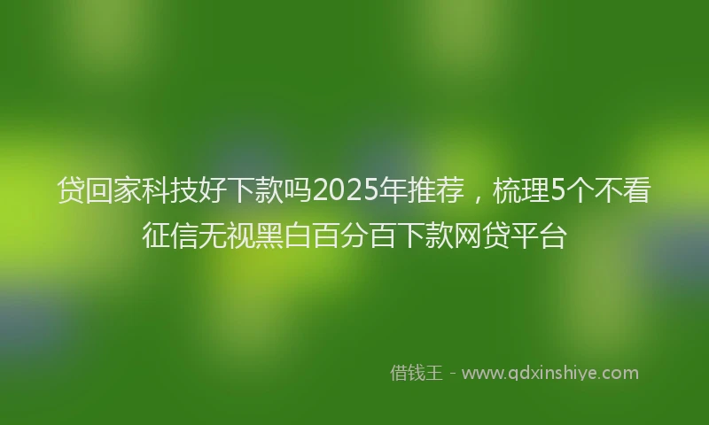 贷回家科技好下款吗2025年推荐，梳理5个不看征信无视黑白百分百下款网贷平台