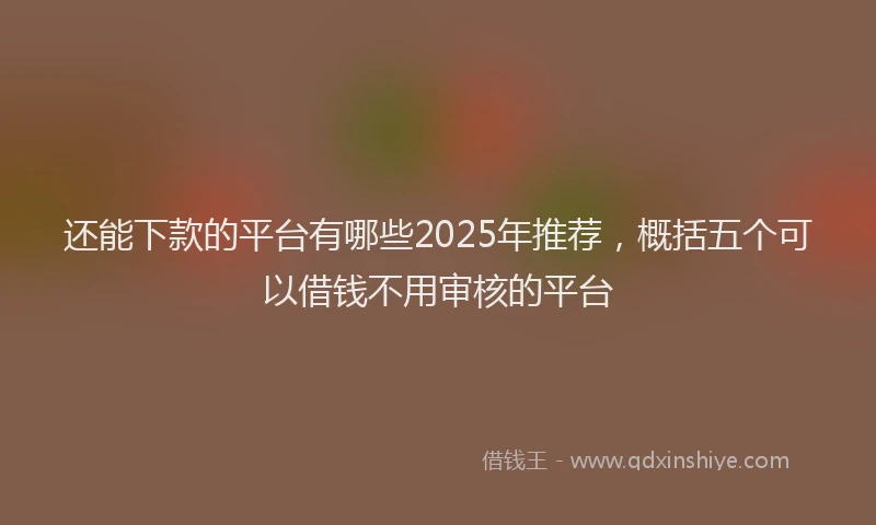 还能下款的平台有哪些2025年推荐，概括五个可以借钱不用审核的平台