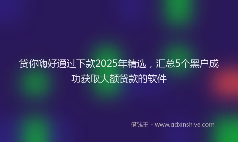 贷你嗨好通过下款2025年精选，汇总5个黑户成功获取大额贷款的软件