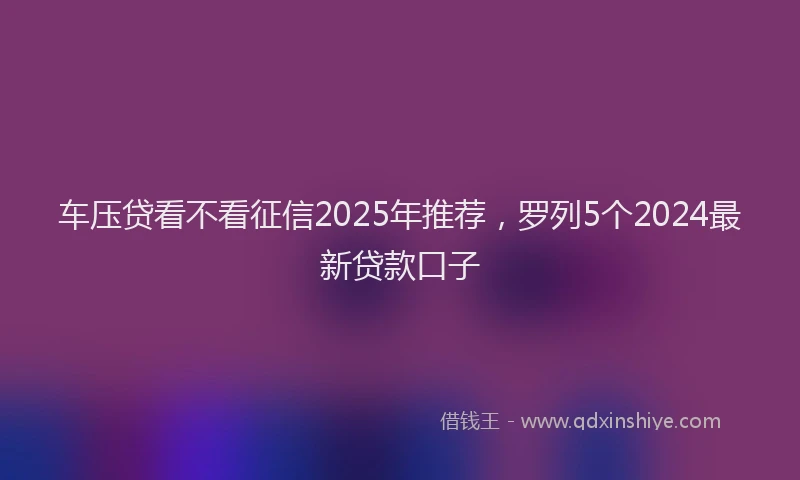 车压贷看不看征信2025年推荐，罗列5个2024最新贷款口子