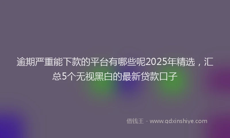 逾期严重能下款的平台有哪些呢2025年精选，汇总5个无视黑白的最新贷款口子