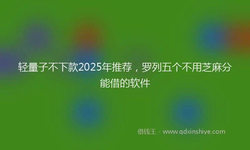轻量子不下款2025年推荐，罗列五个不用芝麻分能借的软件