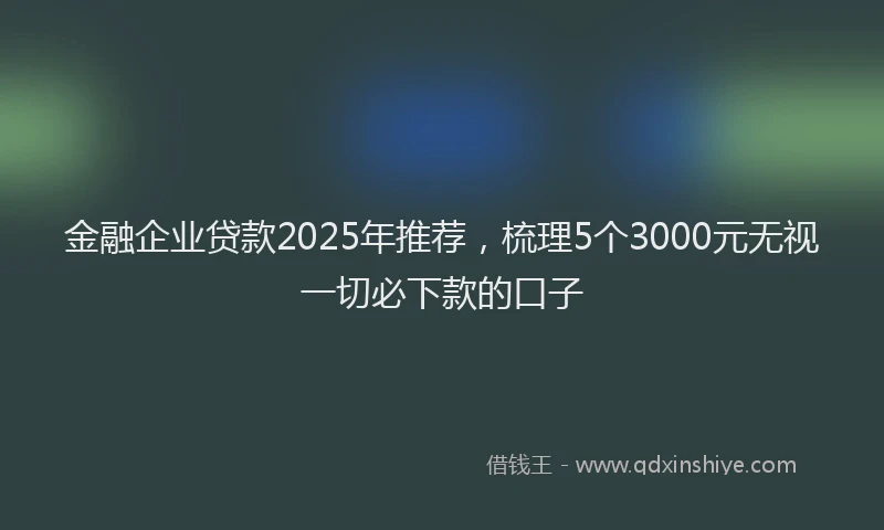 金融企业贷款2025年推荐，梳理5个3000元无视一切必下款的口子
