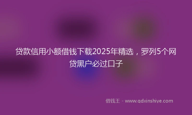 贷款信用小额借钱下载2025年精选，罗列5个网贷黑户必过口子