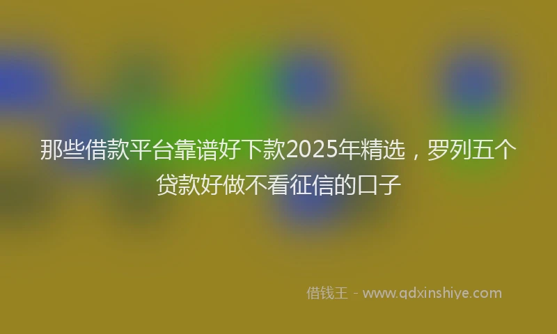 那些借款平台靠谱好下款2025年精选，罗列五个贷款好做不看征信的口子
