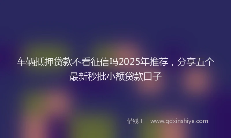 车辆抵押贷款不看征信吗2025年推荐，分享五个最新秒批小额贷款口子