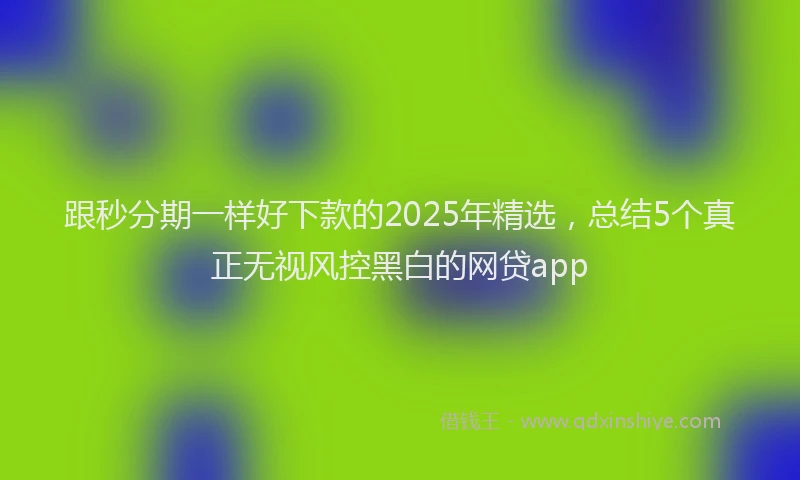跟秒分期一样好下款的2025年精选，总结5个真正无视风控黑白的网贷app