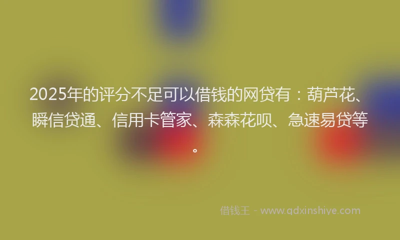 2025年的评分不足可以借钱的网贷有：葫芦花、瞬信贷通、信用卡管家、森森花呗、急速易贷等。