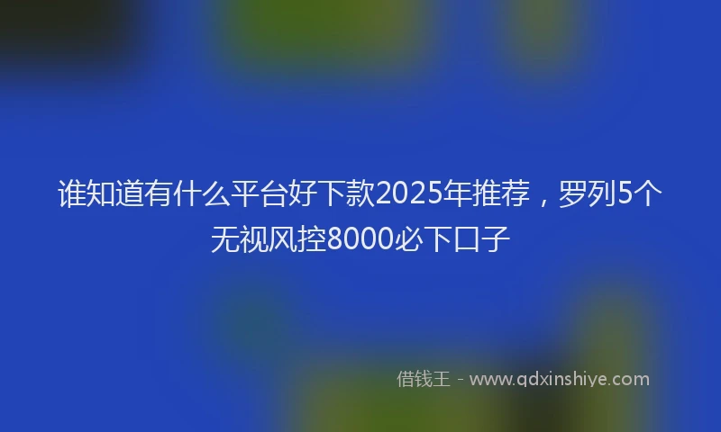 谁知道有什么平台好下款2025年推荐，罗列5个无视风控8000必下口子