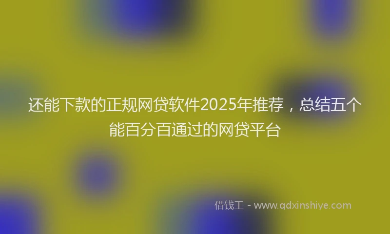 还能下款的正规网贷软件2025年推荐，总结五个能百分百通过的网贷平台
