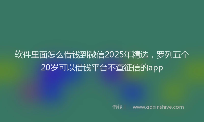 软件里面怎么借钱到微信2025年精选，罗列五个20岁可以借钱平台不查征信的app