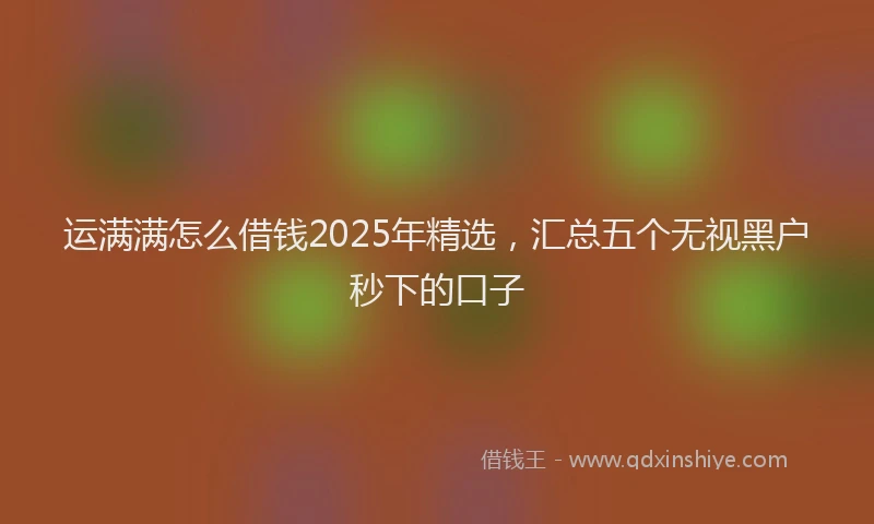 运满满怎么借钱2025年精选，汇总五个无视黑户秒下的口子