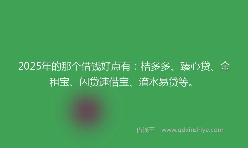 2025年的那个借钱好点有：桔多多、臻心贷、金租宝、闪贷速借宝、滴水易贷等。