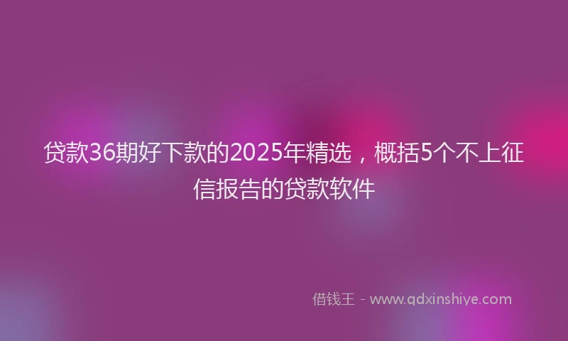 贷款36期好下款的2025年精选，概括5个不上征信报告的贷款软件