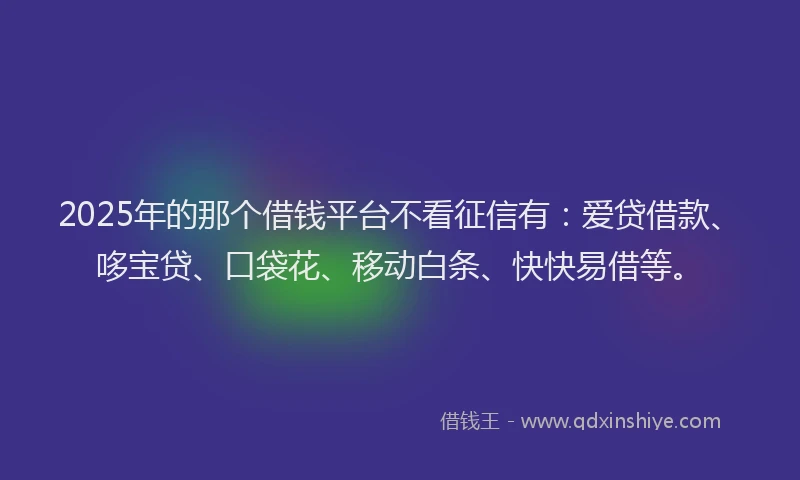 2025年的那个借钱平台不看征信有：爱贷借款、哆宝贷、口袋花、移动白条、快快易借等。