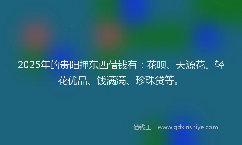 2025年的贵阳押东西借钱有：花呗、天源花、轻花优品、钱满满、珍珠贷等。