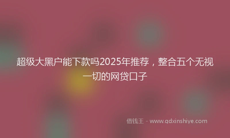 超级大黑户能下款吗2025年推荐，整合五个无视一切的网贷口子