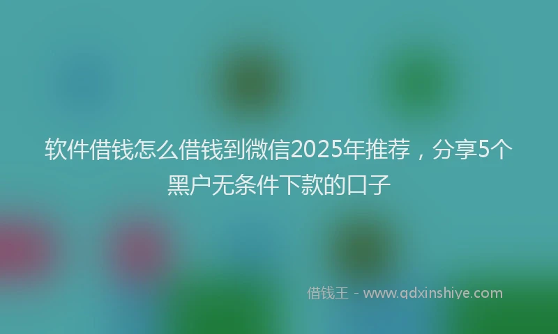 软件借钱怎么借钱到微信2025年推荐，分享5个黑户无条件下款的口子