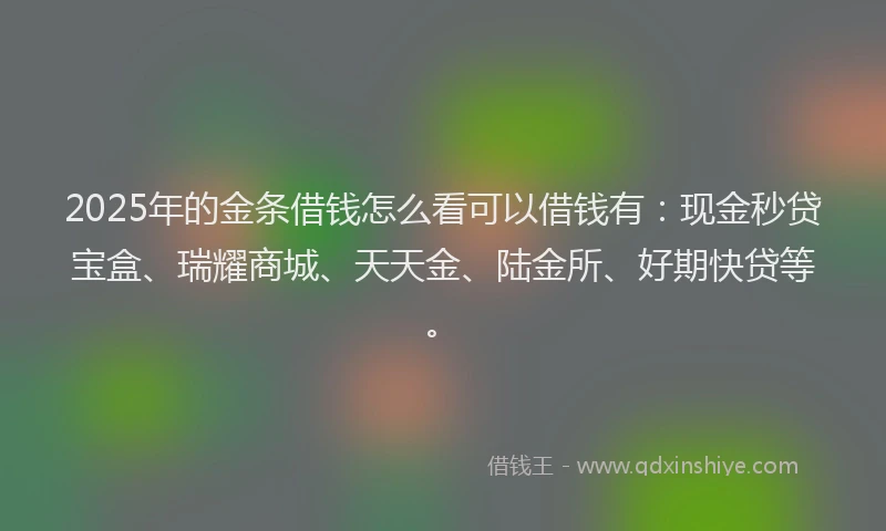 2025年的金条借钱怎么看可以借钱有：现金秒贷宝盒、瑞耀商城、天天金、陆金所、好期快贷等。