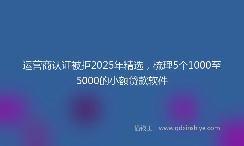 运营商认证被拒2025年精选，梳理5个1000至5000的小额贷款软件