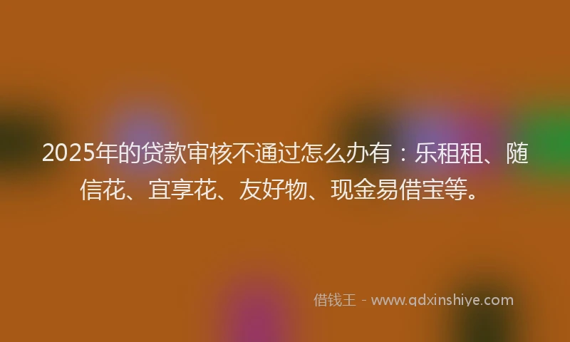 2025年的贷款审核不通过怎么办有：乐租租、随信花、宜享花、友好物、现金易借宝等。