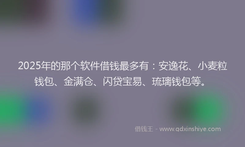 2025年的那个软件借钱最多有：安逸花、小麦粒钱包、金满仓、闪贷宝易、琉璃钱包等。