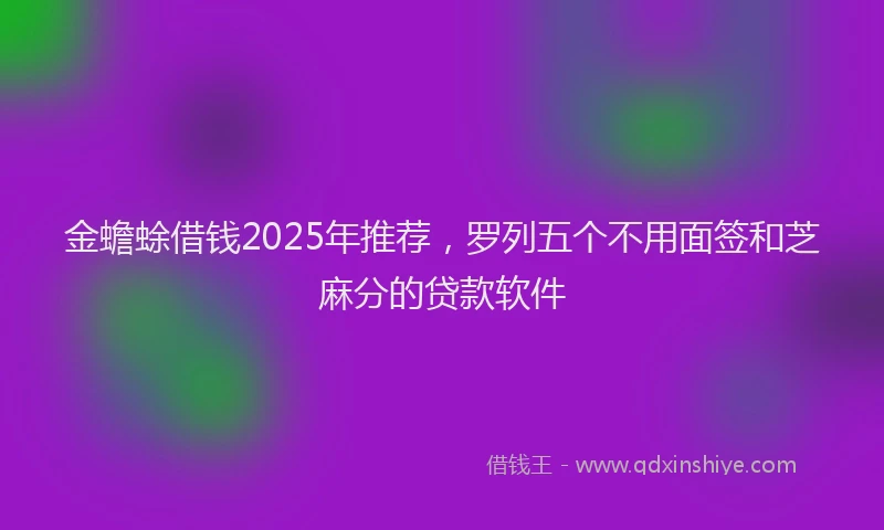 金蟾蜍借钱2025年推荐，罗列五个不用面签和芝麻分的贷款软件