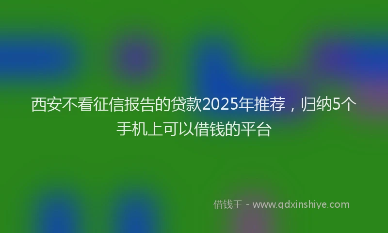 西安不看征信报告的贷款2025年推荐，归纳5个手机上可以借钱的平台