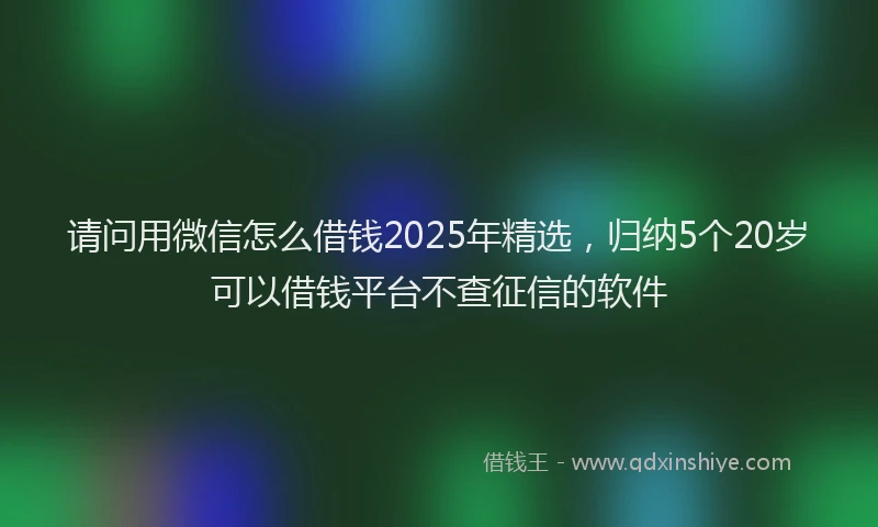 请问用微信怎么借钱2025年精选，归纳5个20岁可以借钱平台不查征信的软件