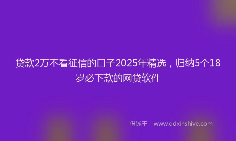 贷款2万不看征信的口子2025年精选，归纳5个18岁必下款的网贷软件