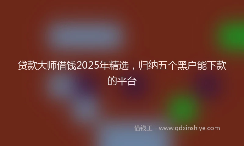 贷款大师借钱2025年精选，归纳五个黑户能下款的平台