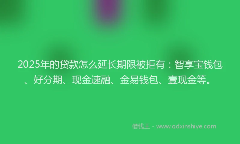 2025年的贷款怎么延长期限被拒有：智享宝钱包、好分期、现金速融、金易钱包、壹现金等。