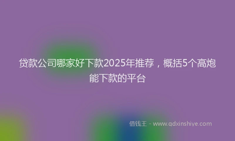 贷款公司哪家好下款2025年推荐，概括5个高炮能下款的平台