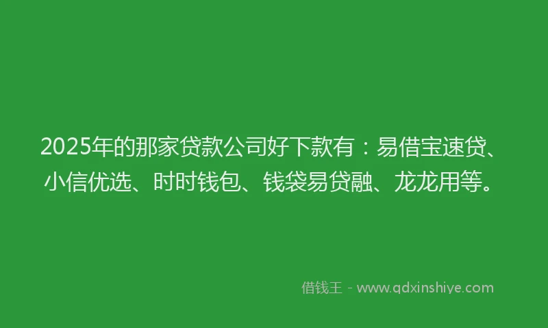 2025年的那家贷款公司好下款有：易借宝速贷、小信优选、时时钱包、钱袋易贷融、龙龙用等。