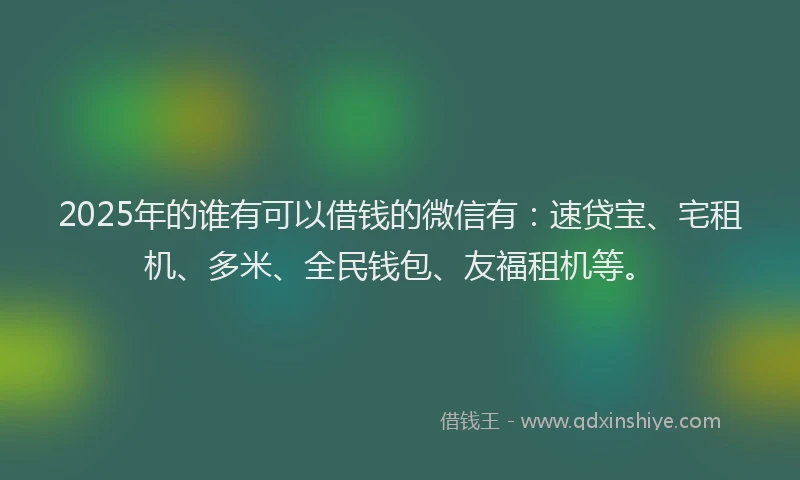 2025年的谁有可以借钱的微信有：速贷宝、宅租机、多米、全民钱包、友福租机等。