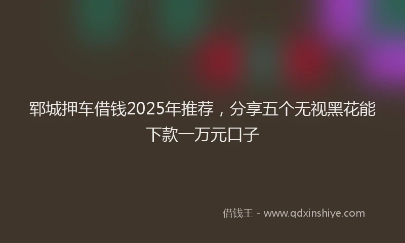 郓城押车借钱2025年推荐，分享五个无视黑花能下款一万元口子