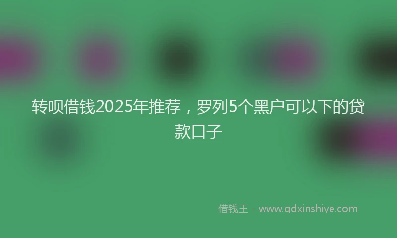 转呗借钱2025年推荐，罗列5个黑户可以下的贷款口子