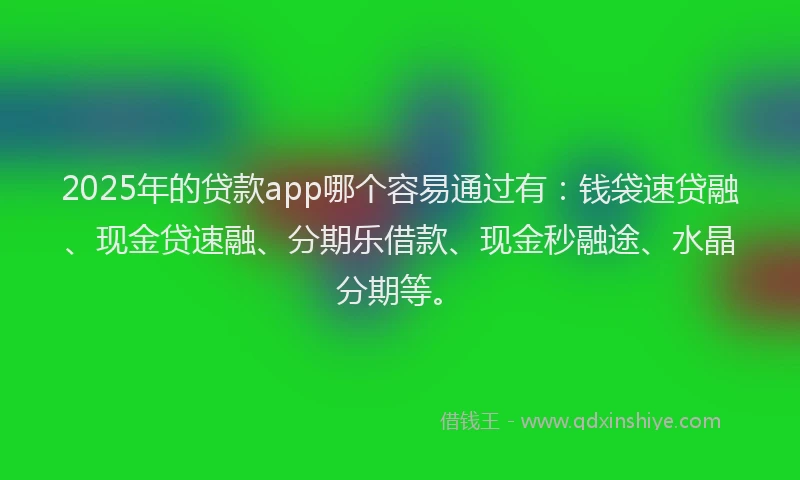 2025年的贷款app哪个容易通过有：钱袋速贷融、现金贷速融、分期乐借款、现金秒融途、水晶分期等。