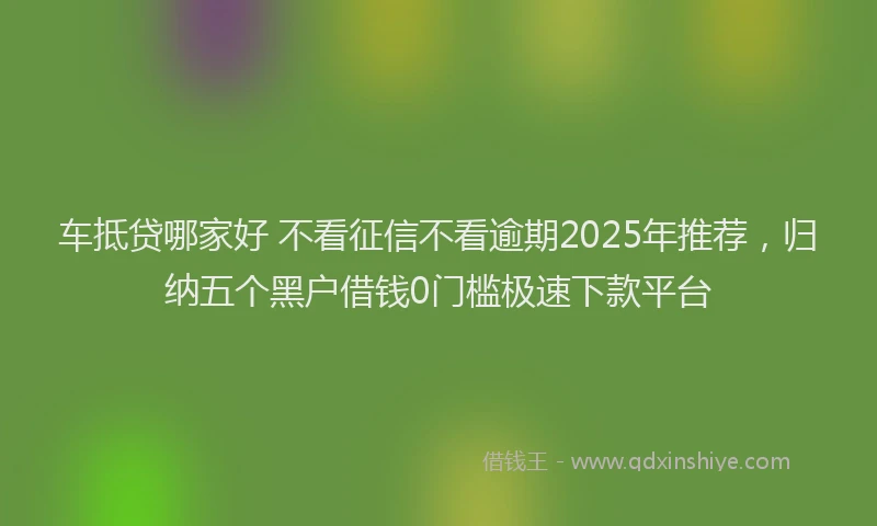 车抵贷哪家好 不看征信不看逾期2025年推荐，归纳五个黑户借钱0门槛极速下款平台
