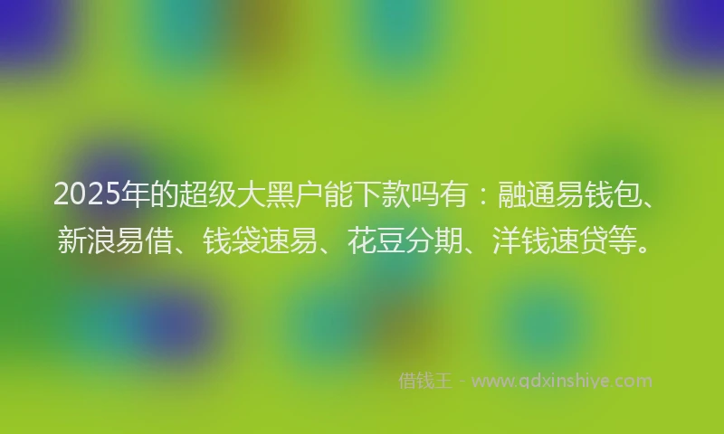 2025年的超级大黑户能下款吗有：融通易钱包、新浪易借、钱袋速易、花豆分期、洋钱速贷等。