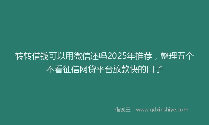 转转借钱可以用微信还吗2025年推荐，整理五个不看征信网贷平台放款快的口子