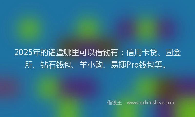 2025年的诸暨哪里可以借钱有：信用卡贷、固金所、钻石钱包、羊小购、易捷Pro钱包等。