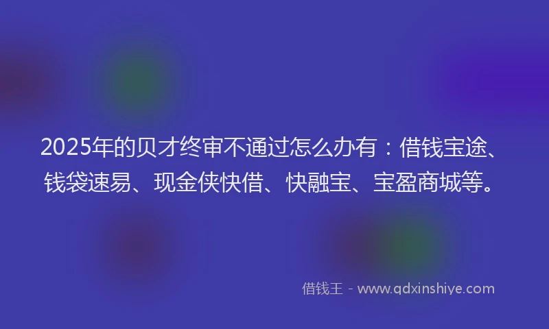 2025年的贝才终审不通过怎么办有：借钱宝途、钱袋速易、现金侠快借、快融宝、宝盈商城等。
