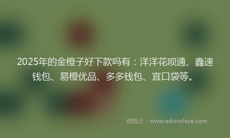 2025年的金橙子好下款吗有：洋洋花呗通、鑫速钱包、易橙优品、多多钱包、宜口袋等。