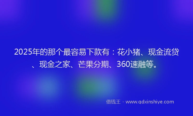 2025年的那个最容易下款有：花小猪、现金流贷、现金之家、芒果分期、360速融等。