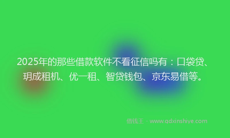 2025年的那些借款软件不看征信吗有：口袋贷、玥成租机、优一租、智贷钱包、京东易借等。