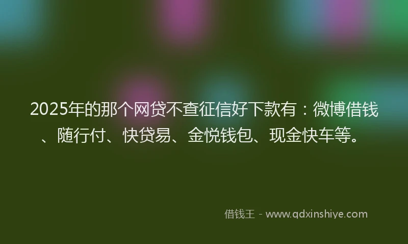 2025年的那个网贷不查征信好下款有：微博借钱、随行付、快贷易、金悦钱包、现金快车等。