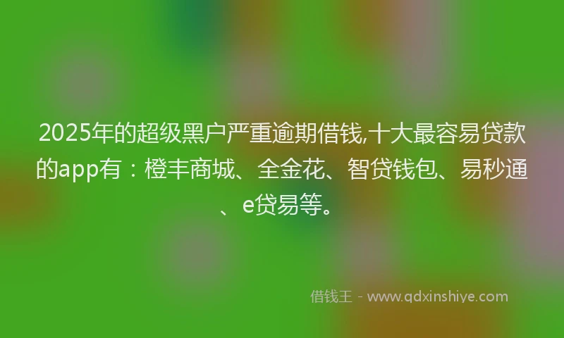 2025年的超级黑户严重逾期借钱,十大最容易贷款的app有：橙丰商城、全金花、智贷钱包、易秒通、e贷易等。