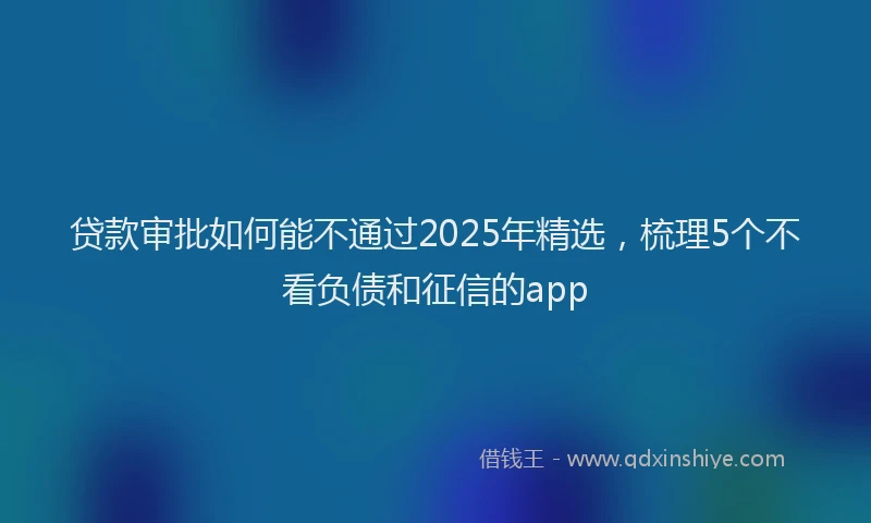 贷款审批如何能不通过2025年精选，梳理5个不看负债和征信的app